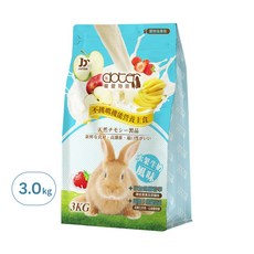doter 寵愛物語 兔飼料 水果牛奶風味 3kg, 均衡營養, 絲蘭精華消臭配方, 化毛配方, 1袋