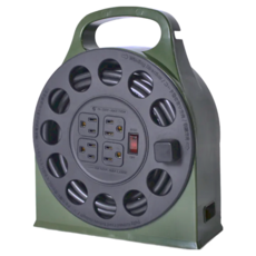 ADAMOUTDOOR 4座多用途輪座式延長線, 125VAC, 140VAC/60Hz, 10.5m, 綠色, 1個