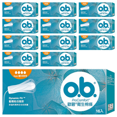 o.b. 歐碧衛生棉條，量多型夜用，16入，螺旋導流技術，吸收快，絲柔表層, 量多夜安型, 16個, 12盒
