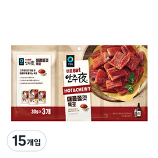 청정원 바로 eat 안주야 매콤쫄깃 육포, 30g, 15개