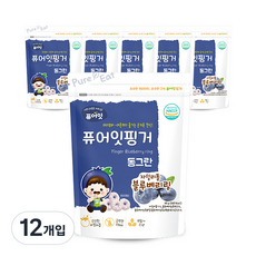 퓨어잇 핑거 동그란 자일리톨 과일링, 블루베리, 40g, 12개