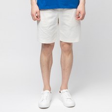 CARET 男款簡約斜紋短褲, M, 白色, 1件
