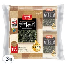 양반 참기름 김, 54g, 3개 4.5g, 36개