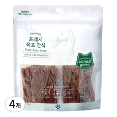 초심 강아지 프레시 육포 간식, 혼합맛(오리가슴살/슬라이스), 300g, 4개