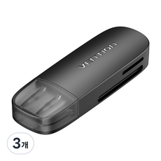 벤션 SD TF to USB 3.0 고속 카드 리더기, CLFB0, 블랙, 3개