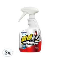 妙管家 霉菌殺手, 快速去除黴菌, 立體泡沫包覆, 5-10分鐘完成清潔, 添加獨特除霉成分, 750g, 3瓶