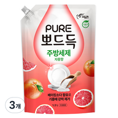 피죤 퓨어 뽀드득 주방세제 자몽향, 3개, 1L