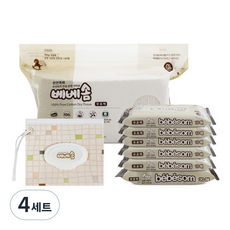 베베솜 순면 건티슈 10매 x 5p + 20매 + 100매 + 지퍼백 세트 2, 60g, 4세트