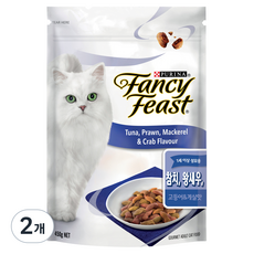 팬시피스트 어덜트 고양이 사료 참치 왕새우 고등어 게살맛, 곡물, 450g, 2개
