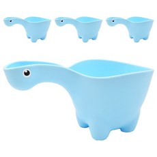 PUKU 藍色企鵝 恐龍造型水瓢，PP材質耐摔耐高溫，底部四腳平穩設計, 水藍色, 4個