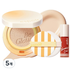에스쁘아 비글로우 볼륨 쿠션 파운데이션 13g SPF42 PA+++ + 퍼프 2p + 립틴트 2g 글리밍 캘리 에디션 세트, 20호 바닐라, 5개