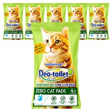 Deo-toilet Unicharm 馬鈴薯和零氣味貓墊 4p, 混色, 6個
