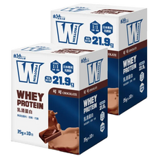 義美生醫 W PROTEIN 乳清蛋白飲 Set 10包, 分離濃縮乳清, 每包含21.9克蛋白質, 無添加香料奶精代糖, 可可口味, 35g, 2盒