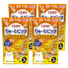 INABA CIAO 啾嚕迷你肉泥夾心卷 (雞肉) 12g*3入, 使用食品級原料, 不含防腐劑, 料多味美, 真材實料, 口感豐富, 36g, 4袋