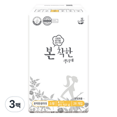 유기농본 착한 생리대 날개형, 소형, 28개입, 3개