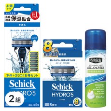 Schick 舒適牌 水次元5刮鬍刀超值組, 2組, 刀把 + 刮鬍刀片 13片 + 刮鬍泡 210g