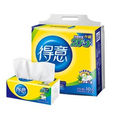 得意 連續抽取式花紋衛生紙，全新升級 柔軟度顯著提升 經濟實惠 壓紋設計 添加蘆薈精華 觸感絲滑 五重保證, 10包, 7袋