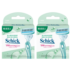 Schick 舒適牌 仕女除毛刀片 敏感肌 Set, 遇水釋放美容保濕凝膠, 曲線感應五刀片, 3入, 2盒