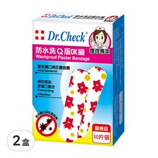 Dr.Check 護理專家 防水洗Q版OK繃, 30片裝, 透氣防水, 好黏貼不易脫落, 7.2 x 1.9cm, 30片, 2盒