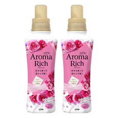 LION 獅王 Aroma Rich 衣物香氛柔軟精 480ml-植物性柔軟成分, 防靜電, 防臭抗菌, 嬰兒衣物也能使用, 2瓶