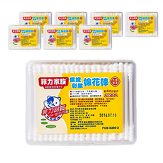 菲力家族 螺旋彩妝棉花棒, SGS檢驗合格, 無螢光劑, 200入, 200支, 8盒