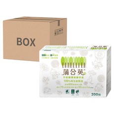 蒲公英 環保擦手紙, 20包, 200抽/包, 100%再生紙製造, 40包