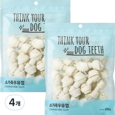 띵크유어도그티 강아지 덴탈껌, 우유맛, 250g, 4개 소가죽, 4개