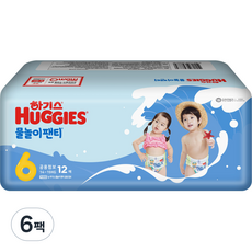 하기스 NEW 물놀이 팬티 기저귀 유아용, 72매, 6단계
