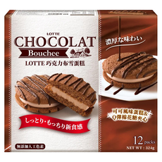LOTTE 樂天 巧克力布雪蛋糕, 可可風味, 蓬鬆棉花糖, 12個 Set, 324g, 1盒