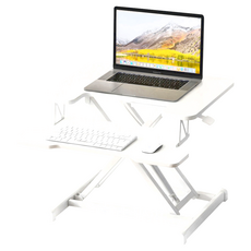 174 桌上電腦桌帶鍵盤, 升降電腦桌, 鐵木結合, 58x40x13-35 cm, 11KG, 白色, 無需組裝, 小(58 x 40 x 13-35cm)