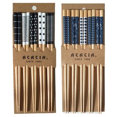 아카시아 나무젓가락 5종 세트, 블랙도트 + 블루, 단품, 2개 블랙도트 + 블루, 단품, 2개