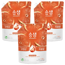 Soonsaem 檸檬酸西柚洗碗精補充裝, 葡萄柚/橙色, 1.4L, 3個