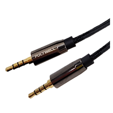 POLYWELL 寶利威爾 3.5mm AUX音源線 四極 公對公 BRAID編織 2米 黑色, PW15-W52-B003, 1條
