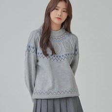 미쏘 여성용 루즈핏 케이블 페어아일 스웨터