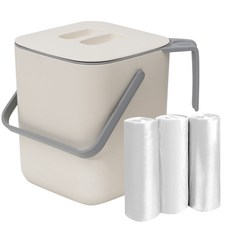 네이쳐리빙 모노블 음식물 쓰레기통 3L + 퓨어 롤백 90p, 베이지 + 화이트, 1세트