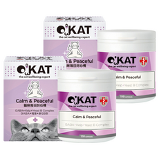 O'KAT 美喵人生 貓咪每日好心情, 110顆, GABA+褐藻+酵母B群, 穩定援助 Set, 2罐