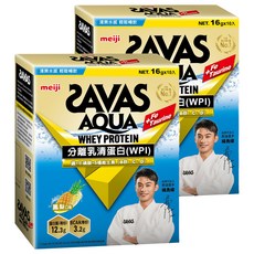明治 SAVAS AQUA 全分離乳清蛋白粉, 鳳梨口味, 含5種維生素(B群 & C & D), 160g, 2盒