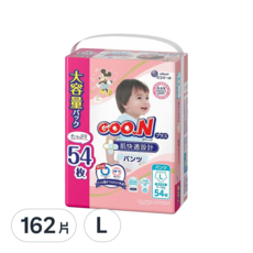 GOO.N 大王 日本境內版 肌快適UJ系列 褲型尿布, L, 162片