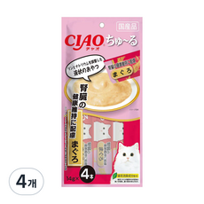 챠오 츄르 고양이 간식, 혼합맛(참치/신장건강), 56g, 4개