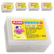 菲力家族 粗軸棉花棒, 200支入, SGS檢驗合格, 200支, 6盒