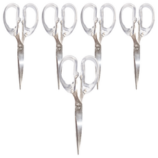 簡約風透明剪刀 5件組, 不鏽鋼刀片, 大號16cm, 特大號19cm, 5支, 透明