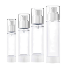 咪咪購物 真空分裝瓶乳液款四件套 (15ml/30ml/50ml/100ml) 旅行便攜按壓分裝瓶, 單色, 1組