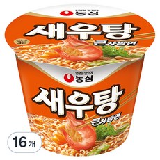 농심 새우탕 큰사발 컵라면 115g, 16개