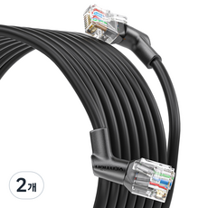벤션 360도 회전 꺽임형 CAT6A OFC 코어 초고속 기가 랜선, 블랙, 2개, 1.5m