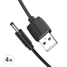 벤션 USB A-DC 3.5mm 충전케이블 CEX, 1.5m, 블랙, 4개