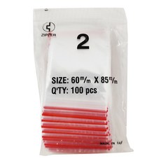 ZIPPER 透明 PE 夾鏈袋 有紅線 2號袋 尺寸: 6cm * 8.5cm * 0.04，100入, 85 x 60 x 0.04mm, 100個裝, 10包