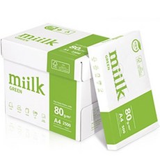 miilk 그린 복사용지 80g, A4, 2500개 2500매, A4