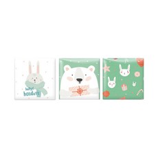 vanibaby 聖誕派對系列 自黏式PU防撞壁貼 Set 3片, 加厚面料，拒絕撞傷, 奧松底板材質，環保低甲醛, 30 x 30cm, 款式隨機
