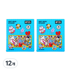 BT21 엠보플레이크 스티커, 썸머, 12개 썸머, 12개