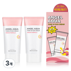 비욘드 엔젤 아쿠아 톤업 선크림 SPF50+ PA++++ 1 + 1, 100ml, 3개